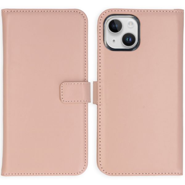 Selencia Echtleder Klapphülle für das iPhone 15 - Dusty Pink