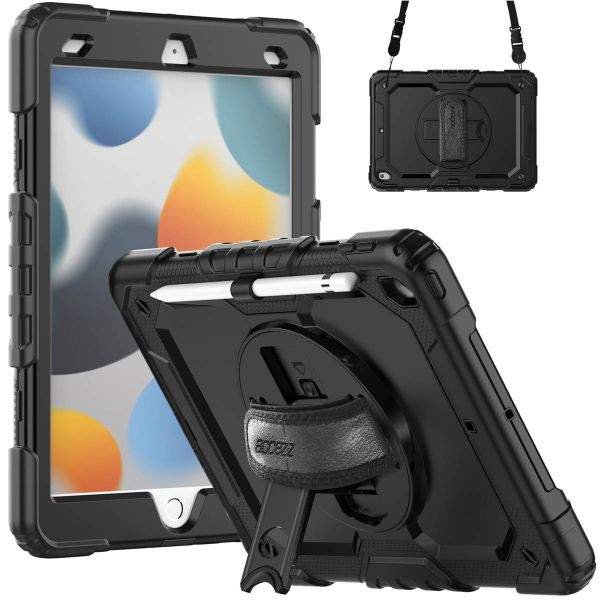 Accezz ﻿Robustes Back Cover mit Schultergurt für das iPad 9 (2021) 10.2 Zoll / iPad 8 (2020) 10.2 Zoll / iPad 7 (2019) 10.2 Zoll - Schwarz