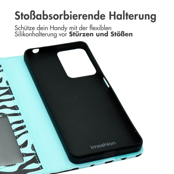 imoshion Design Klapphülle für das Motorola Moto G04 / G24 - Black Blue Stripes