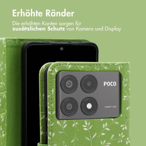 imoshion Design Klapphülle für das Xiaomi Poco X6 Pro - Green Flowers