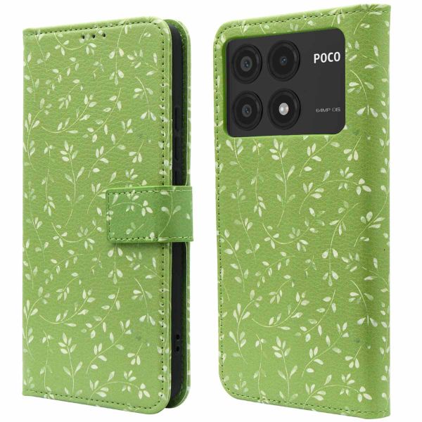 imoshion Design Klapphülle für das Xiaomi Poco X6 Pro - Green Flowers