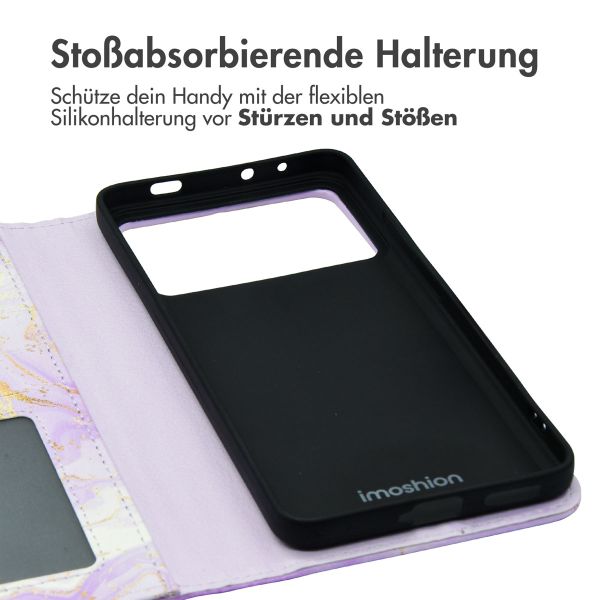 imoshion Design Klapphülle für das Xiaomi Poco X6 Pro - Purple Marble