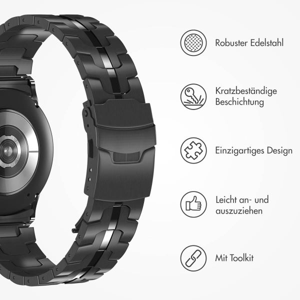 Accezz Steel Band für die Samsung Galaxy Watch 4 / 5 / 6 / 7 - 20 mm - Schwarz