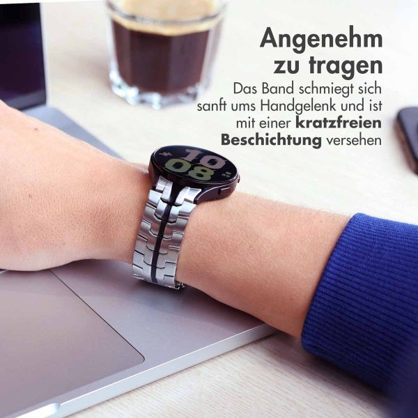 Accezz Steel Band für die Samsung Galaxy Watch 4 / 5 / 6 / 7 - 20 mm - Silber / Schwarz