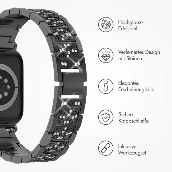 Selencia Sparkle Armband für die Apple Watch Series 1-9 / SE - 38/40/41 mm / Series 10 - 42 mm - Schwarz