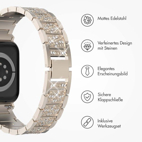 Selencia Sparkle Armband für die Apple Watch Series 1-9 / SE - 38/40/41 mm / Series 10 - 42 mm - Champagnergold