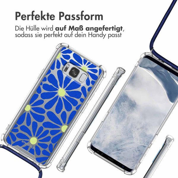 imoshion Design Hülle mit Band für das Samsung Galaxy S8 - Cobalt Blue Flowers Connect