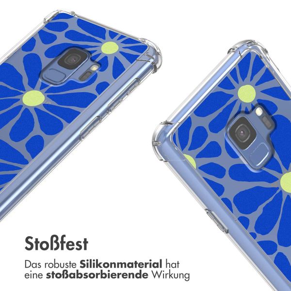 imoshion Design Hülle mit Band für das Samsung Galaxy S9 - Cobalt Blue Flowers Connect