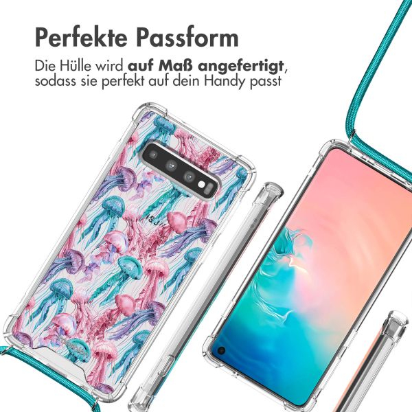 imoshion Design Hülle mit Band für das Samsung Galaxy S10 - Jellyfish Watercolor