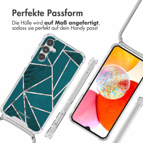 imoshion Design Hülle mit Band für das Samsung Galaxy A14 (5G/4G) - Petrol Green Graphic