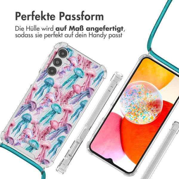 imoshion Design Hülle mit Band für das Samsung Galaxy A14 (5G/4G) - Jellyfish Watercolor