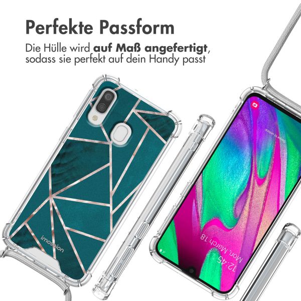 imoshion Design Hülle mit Band für das Samsung Galaxy A40 - Petrol Green Graphic