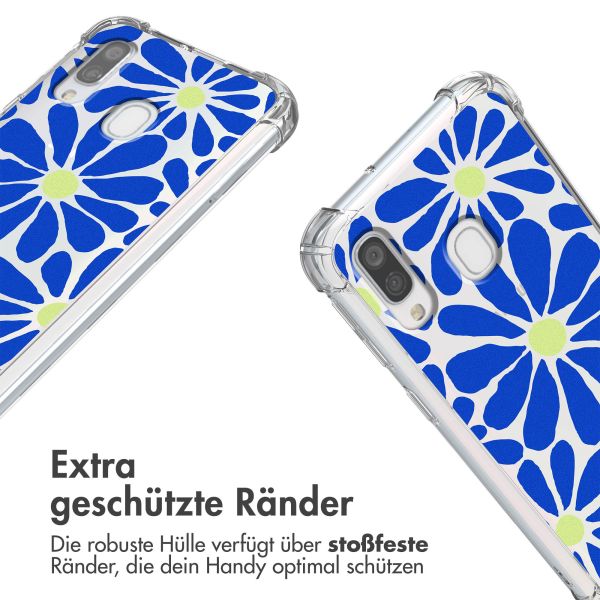 imoshion Design Hülle mit Band für das Samsung Galaxy A40 - Cobalt Blue Flowers Connect