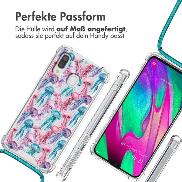 imoshion Design Hülle mit Band für das Samsung Galaxy A40 - Jellyfish Watercolor