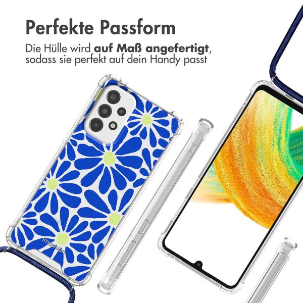 imoshion Design Hülle mit Band für das Samsung Galaxy A33 - Cobalt Blue Flowers Connect