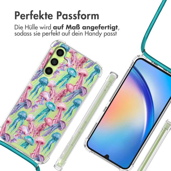 imoshion Design Hülle mit Band für das Samsung Galaxy A34 - Jellyfish Watercolor