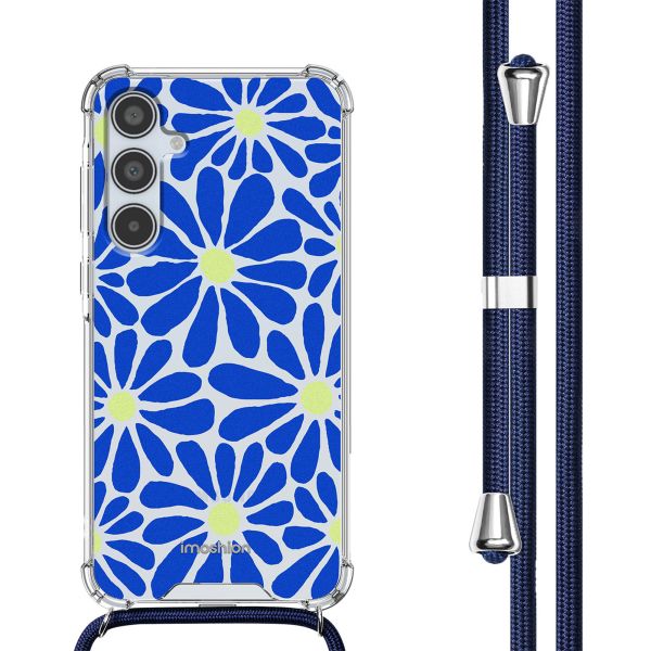 imoshion Design Hülle mit Band für das Samsung Galaxy A35 - Cobalt Blue Flowers Connect