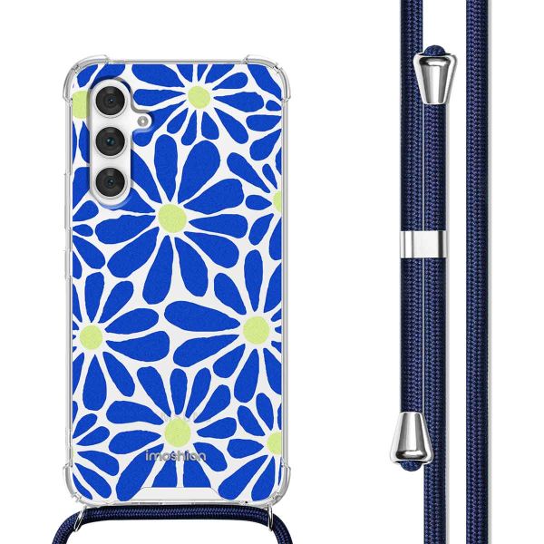 imoshion Design Hülle mit Band für das Samsung Galaxy A54 (5G) - Cobalt Blue Flowers Connect