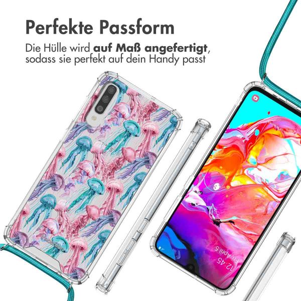 imoshion Design Hülle mit Band für das Samsung Galaxy A70 - Jellyfish Watercolor