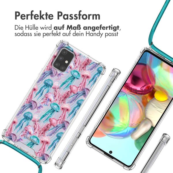 imoshion Design Hülle mit Band für das Samsung Galaxy A71 - Jellyfish Watercolor