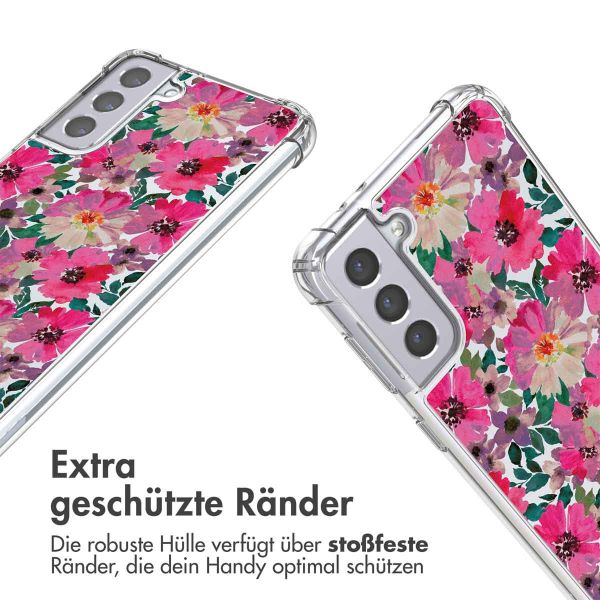 imoshion Design Hülle mit Band für das Samsung Galaxy S21 - Flower Water