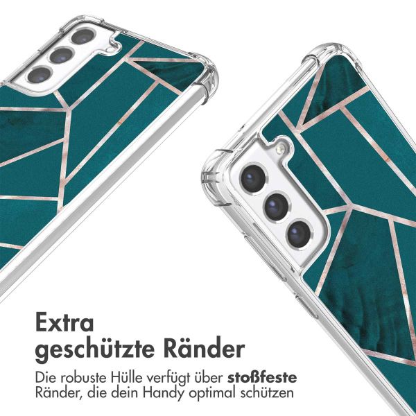 imoshion Design Hülle mit Band für das Samsung Galaxy S21 FE - Petrol Green Graphic