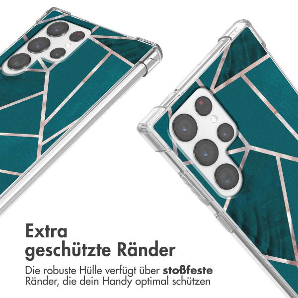 imoshion Design Hülle mit Band für das Samsung Galaxy S22 Ultra - Petrol Green Graphic