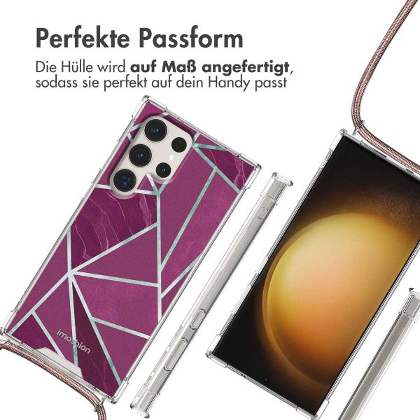 imoshion Design Hülle mit Band für das Samsung Galaxy S23 Ultra - Bordeaux Graphic