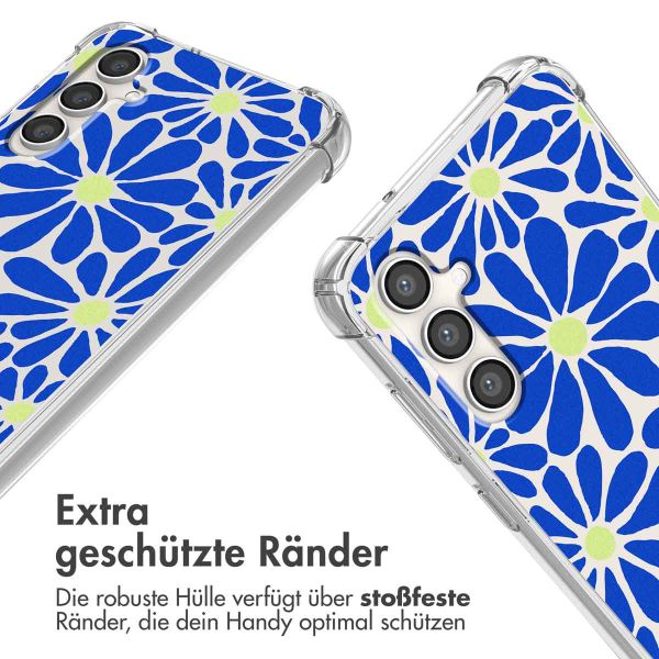 imoshion Design Hülle mit Band für das Samsung Galaxy S23 FE - Cobalt Blue Flowers Connect