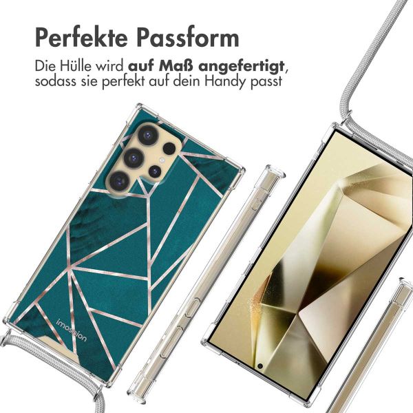 imoshion Design Hülle mit Band für das Samsung Galaxy S24 Ultra - Petrol Green Graphic