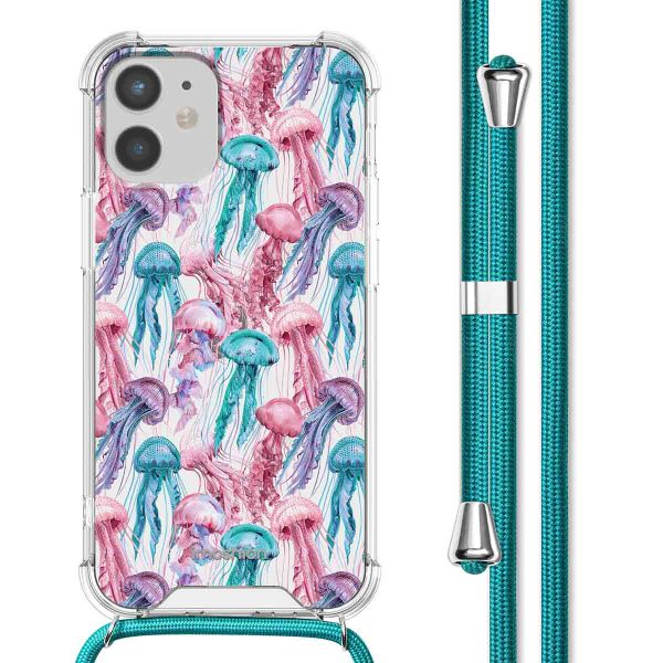 iMoshion Design Hülle mit Band für das iPhone 12 Mini - Jellyfish Watercolor