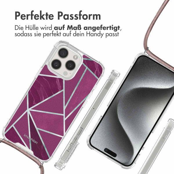 imoshion Design Hülle mit Band für das iPhone 15 Pro Max - Bordeaux Graphic