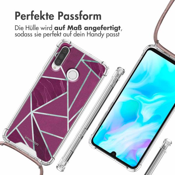 imoshion Design Hülle mit Band für das Huawei P30 Lite - Bordeaux Graphic