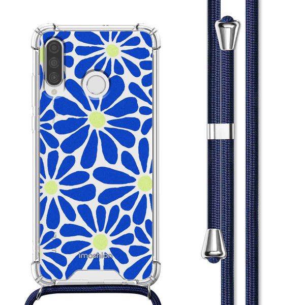 imoshion Design Hülle mit Band für das Huawei P30 Lite - Cobalt Blue Flowers Connect