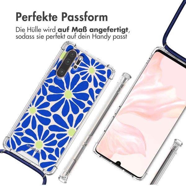 imoshion Design Hülle mit Band für das Huawei P30 Pro - Cobalt Blue Flowers Connect