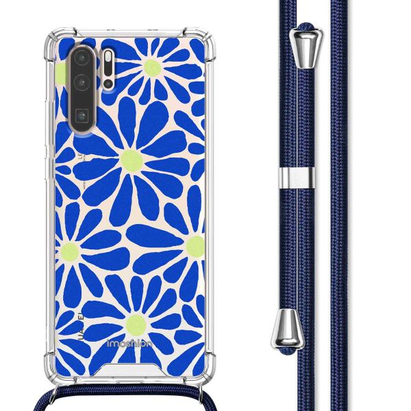 imoshion Design Hülle mit Band für das Huawei P30 Pro - Cobalt Blue Flowers Connect