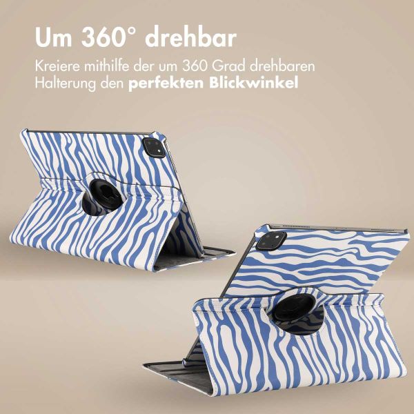 imoshion 360° drehbare Design Klapphülle für das iPad Pro 13 (2024) M4 - White Blue Stripes