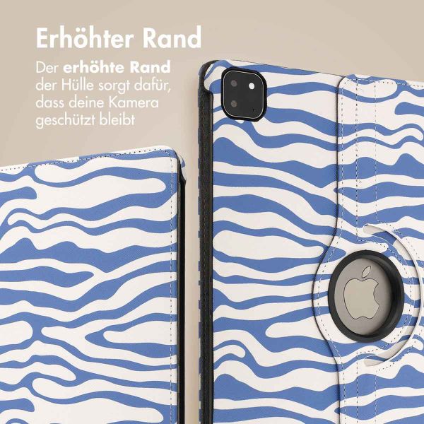 imoshion 360° drehbare Design Klapphülle für das iPad Air 13 inch (2024) M2 - White Blue Stripes