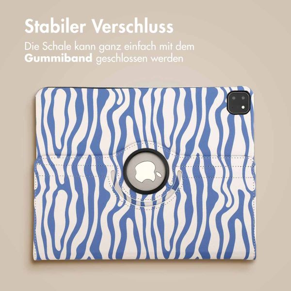 imoshion 360° drehbare Design Klapphülle für das iPad Air 13 inch (2024) M2 - White Blue Stripes