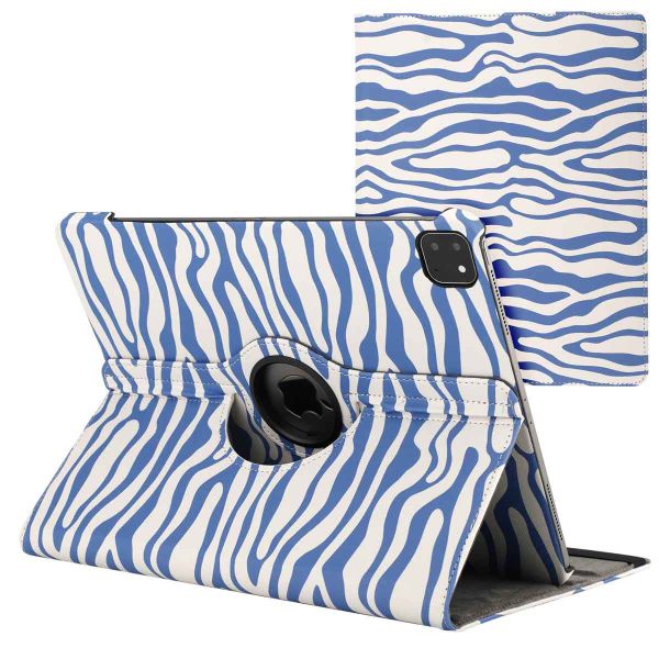 imoshion 360° drehbare Design Klapphülle für das iPad Air 13 inch (2024) M2 - White Blue Stripes