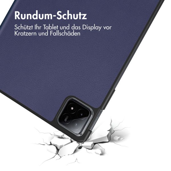 iMoshion Trifold Klapphülle Schwarz für das Xiaomi Pad 6S Pro 12.4 - Dunkelblau