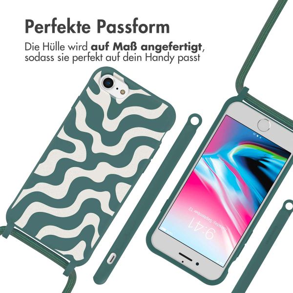 imoshion Silikonhülle design mit Band für das iPhone SE (2022 / 2020) / 8 / 7 - Petrol Green Groovy