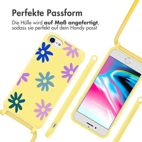 imoshion Silikonhülle design mit Band für das iPhone SE (2022 / 2020) / 8 / 7 - Yellow Flower Distance