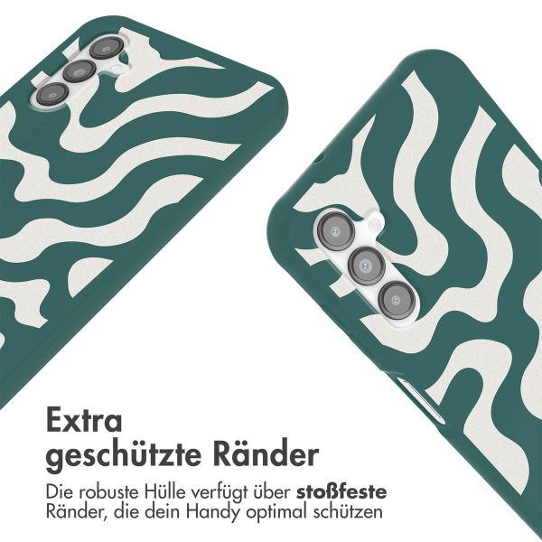 imoshion Silikonhülle design mit Band für das Samsung Galaxy A14 (5G/4G) - Petrol Green Groovy