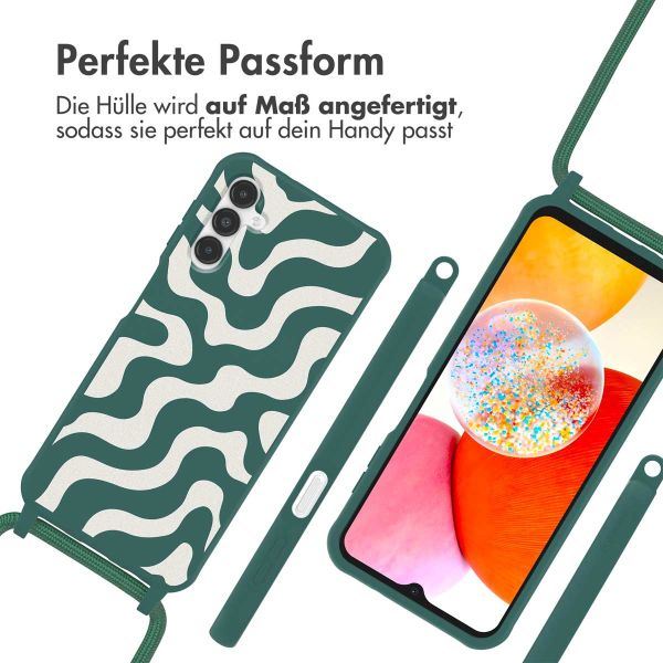 imoshion Silikonhülle design mit Band für das Samsung Galaxy A14 (5G/4G) - Petrol Green Groovy