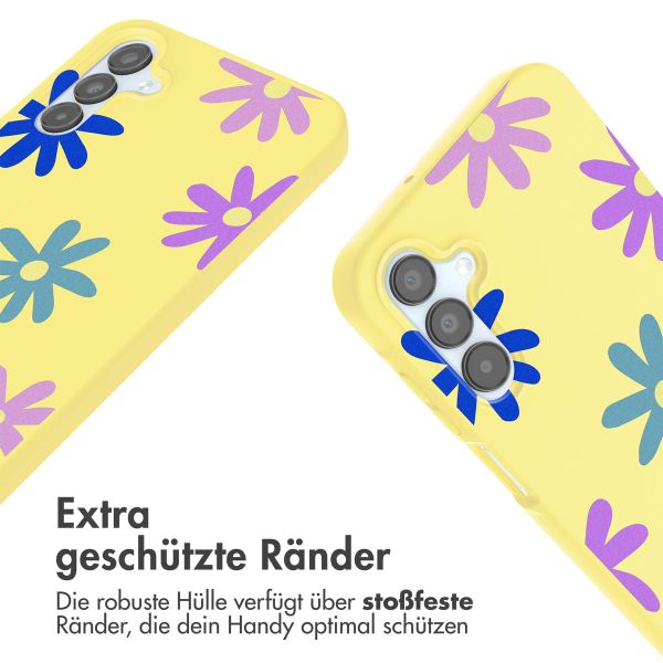 imoshion Silikonhülle design mit Band für das Samsung Galaxy A15 (5G/4G) - Yellow Flower Distance