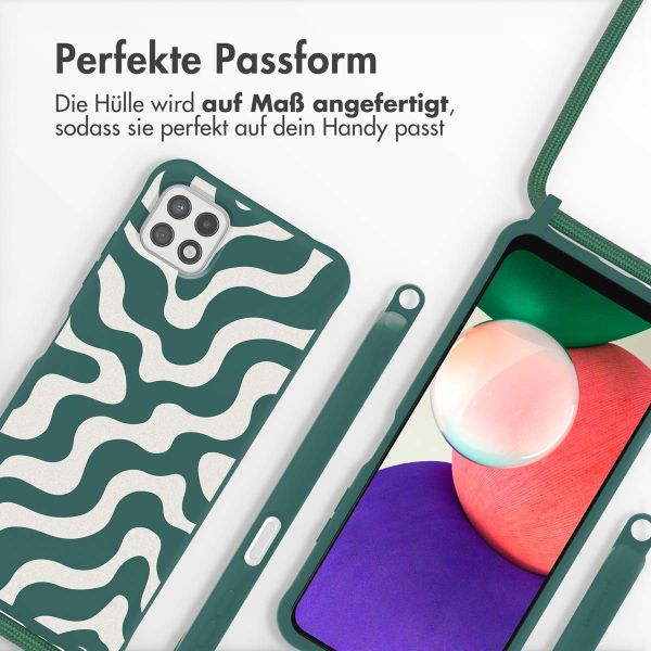 imoshion Silikonhülle design mit Band für das Samsung Galaxy A22 (5G) - Petrol Green Groovy