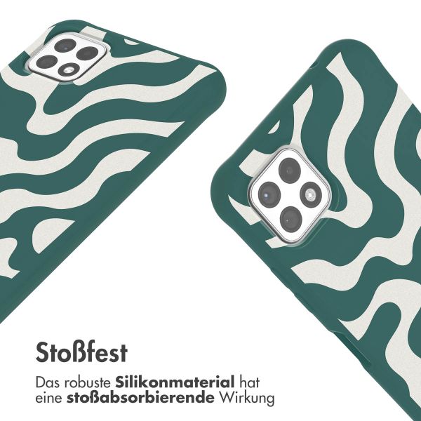 imoshion Silikonhülle design mit Band für das Samsung Galaxy A22 (5G) - Petrol Green Groovy