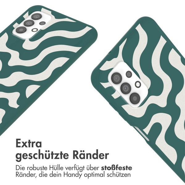 imoshion Silikonhülle design mit Band für das Samsung Galaxy A32 (4G) - Petrol Green Groovy