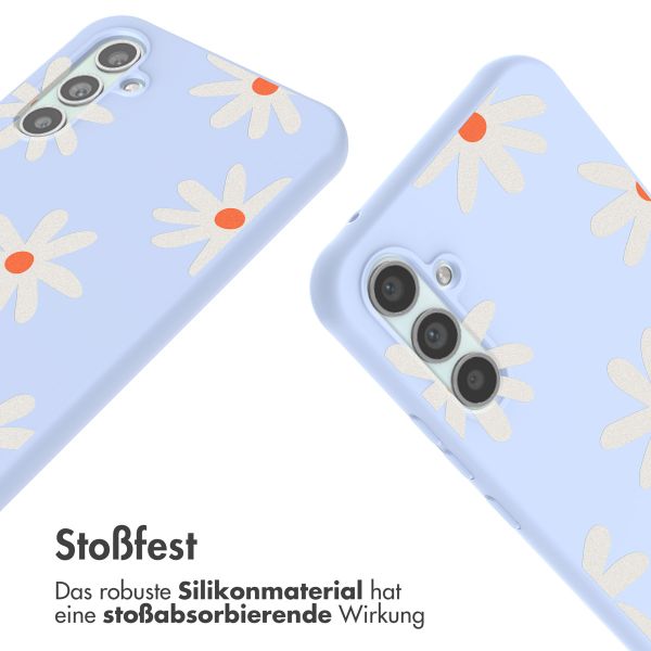 imoshion Silikonhülle design mit Band für das Samsung Galaxy A34 (5G) - Lila Flower Distance